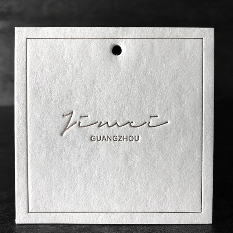 

custom hang tag embossing printing clothing custom tags square 6.4x6.4cm high upscale label swing tags garment label