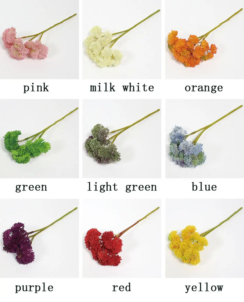 Flone Soft Rubber Artificial Rice Tsai Ball Fruit Hydrangea Simulation Fake Flower Real Touch Succulent Plant Party Family Decor (23)