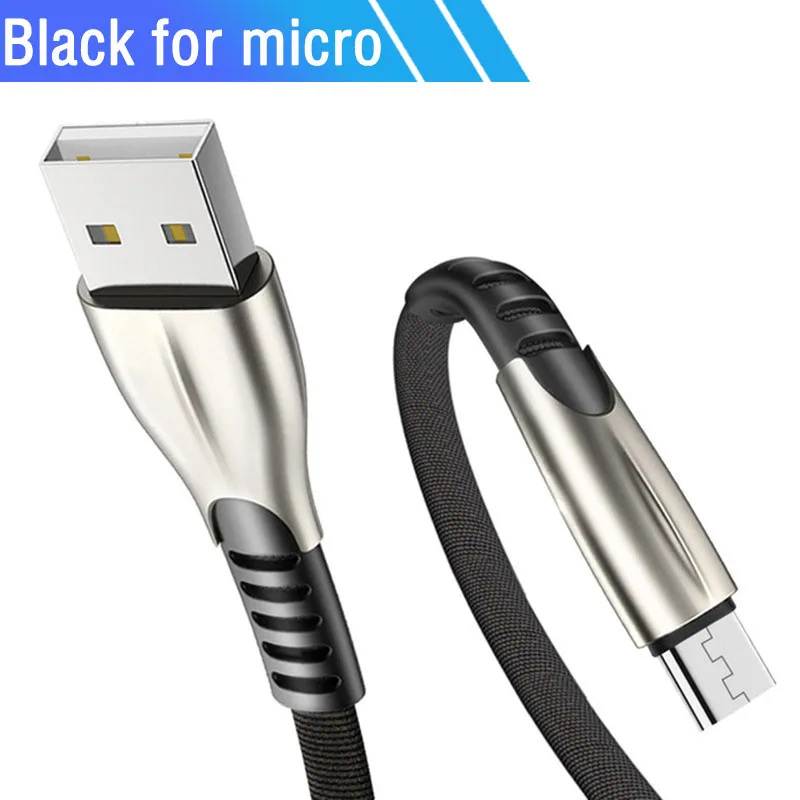 1 м 2 м 3 м Micro Usb кабель для быстрой зарядки Micro Usb для Xiaomi 6A S2 huawei Honor 20 Lite 8S 10i 9i 8X Mikro Usb шнур кабель - Цвет: Black