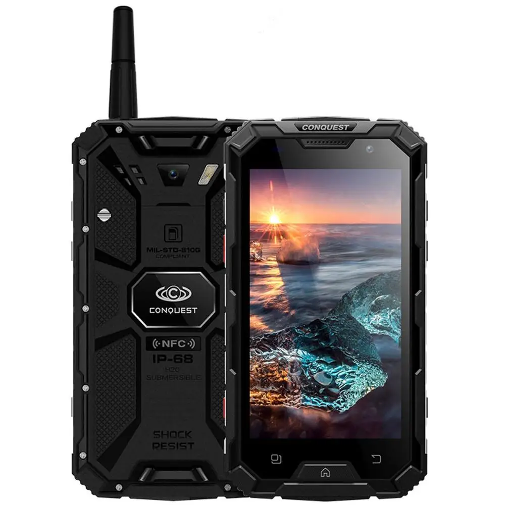 CONQUEST S8 IP68 прочный смартфон 4 Гб 64 ГБ Android 7,0 Восьмиядерный водонепроницаемый мобильный телефон NFC/IR/SOS/OTG/FM/Walkie talkie - Цвет: Черный