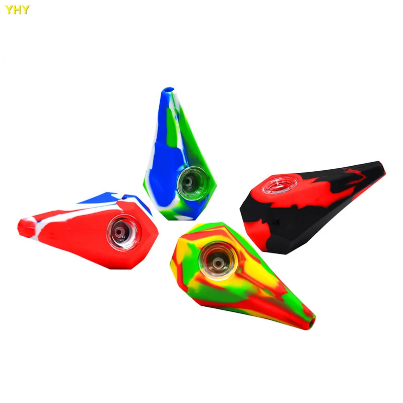 Creative Silicone Oil Burner Dab Pipes Smoking Pipes Multi-function Dry Herb Wax Tobacco Pipes with Pipe Screens 4 Inch06
