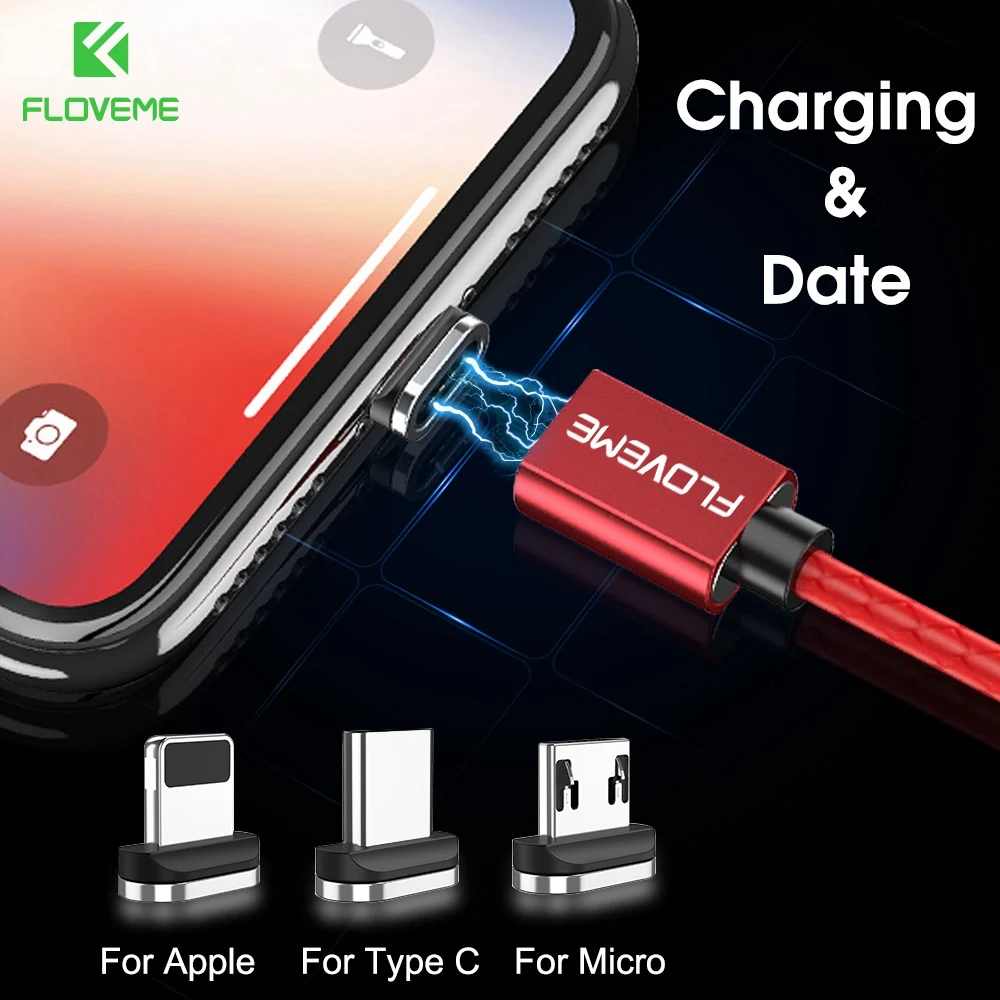 

FLOVEME Magnetic Cable For iPhone X Xs Max 3A Fast Charger USB C Type C Micro USB Cable For Android Magnet Charging Data Cables