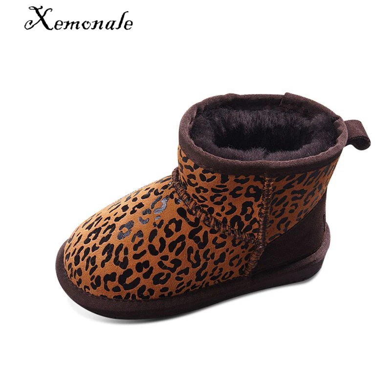 

Xemnole 100% Sheepskin winter baby girls brand warm boots for children fur boots boys genuine leather shoes kids snow boots
