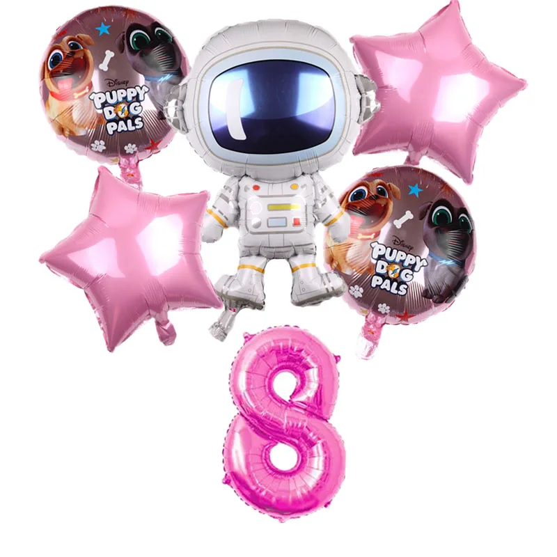 6 шт. космический корабль Звездные войны воздушные шары набор BB-8 робот фольги воздушный шар щенок собаки Pals детский 32 дюймов номер День рождения украшения - Цвет: pink 8