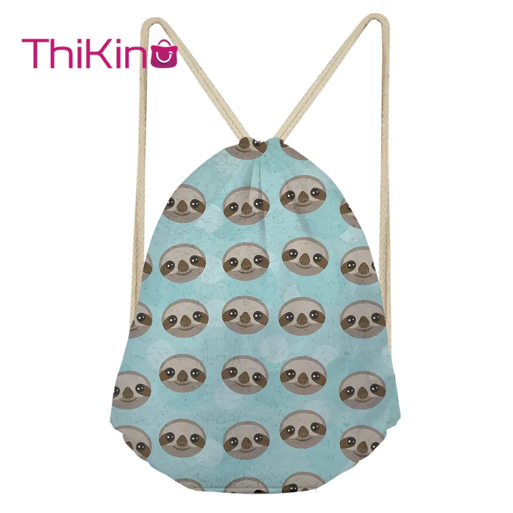 

Thikin Cute Sloth Casual Sack Drawstring Bag for girls Women Travel Backpack Toddler Softback Lady Beach Mochila DrawString Bag