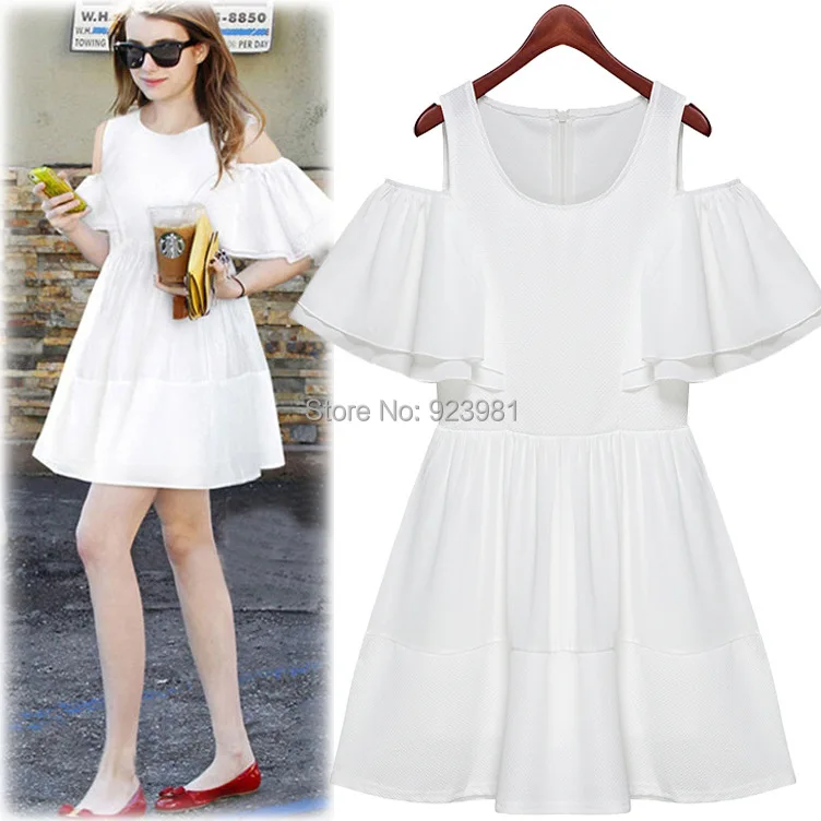 European Women's Summer Solid Off Shoulder O Neck Casual Dress vestido | Женская одежда