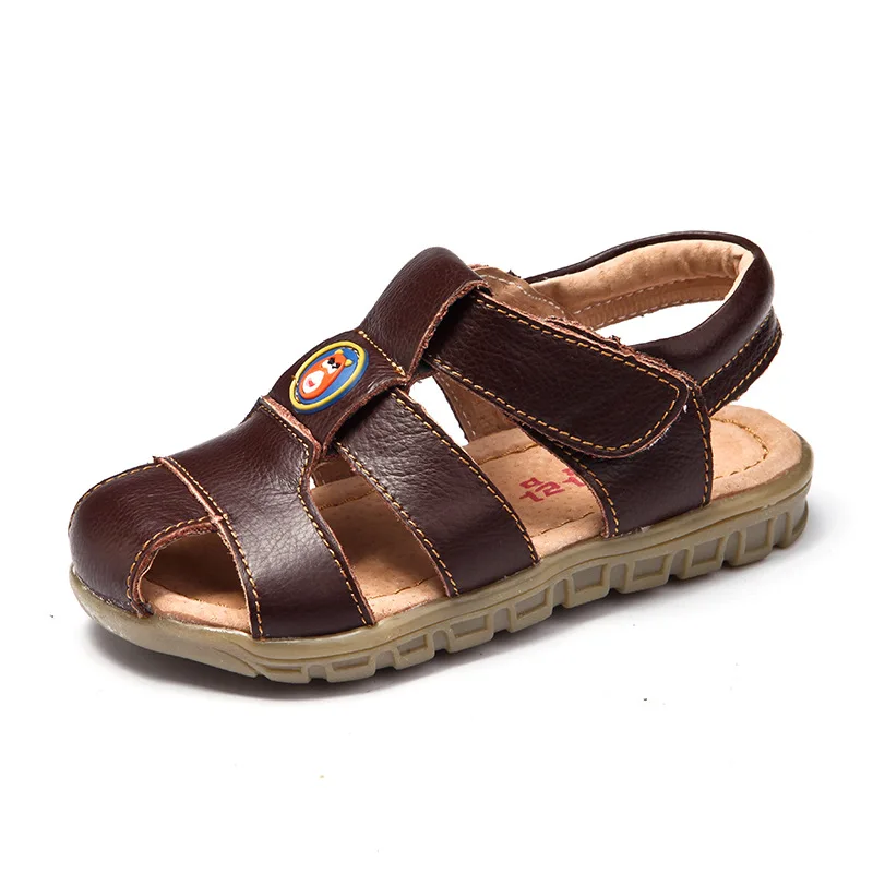Brown AFDSWG мальчиков летние sandals100% кожа детские кожаные сандалии для девочек черного цвета спортивные сандалии натуральная кожа малыш обуви детская обувь с заклепками - Цвет: Brown
