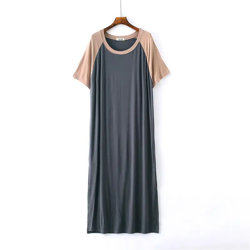 Летние Модальные ночные халаты больших размеров для женщин пижамы короткий рукав ночное платье сексуальное длинное неглиже свободная ночная рубашка - Цвет: Color 18