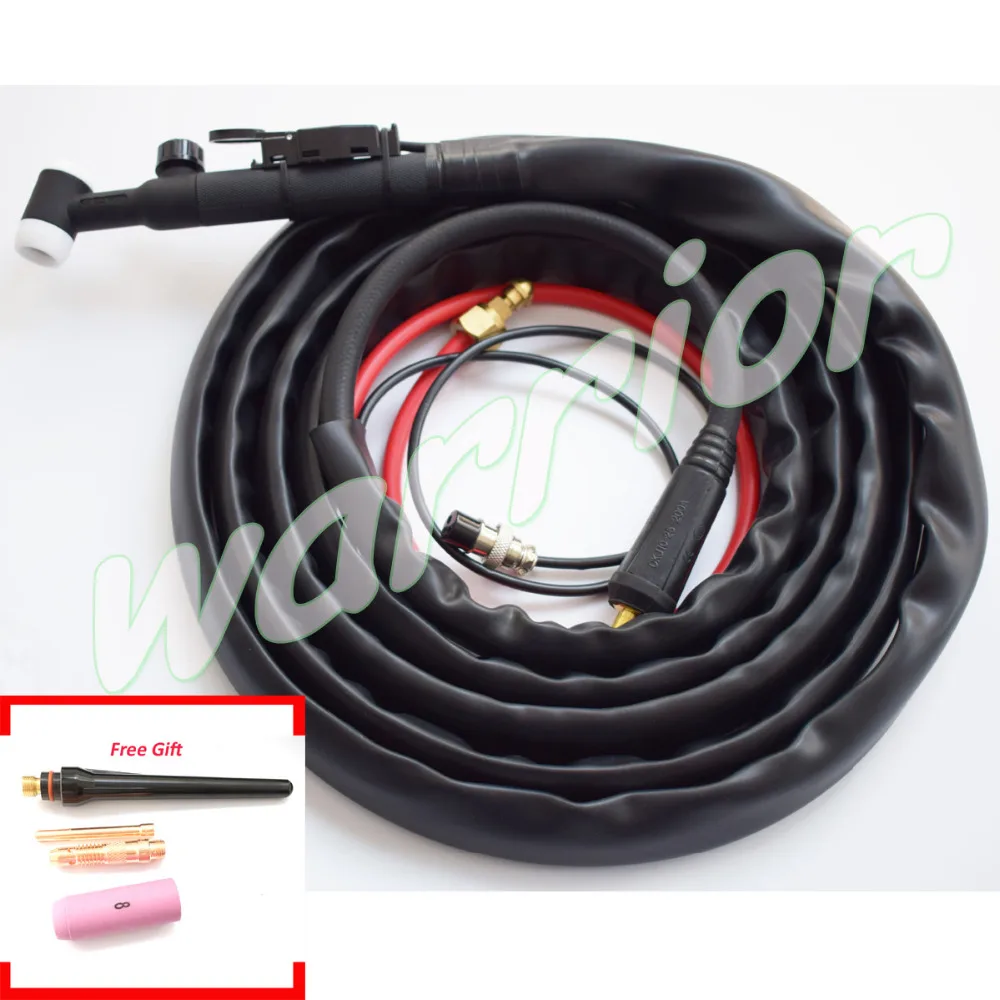 

TIG Welding WP 17V Torch Complete 4 Meters With Gas Control Valve On Handle Gas and Electricity Seperated