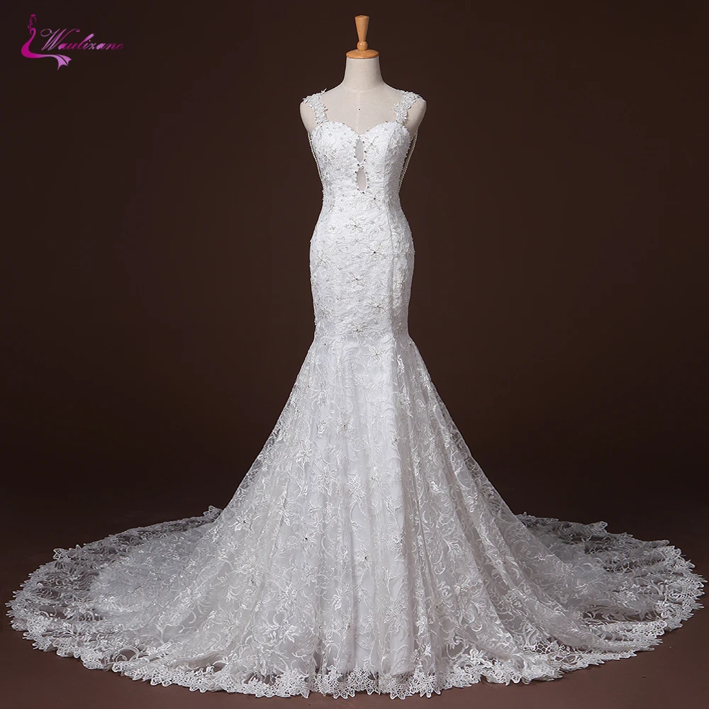 

Waulizane Sexy Sweetheart Illusion Mermaid Wedding Dresses Appliques Lace Beading Pearls 2017 Vestido De Noiva Bride Gowns