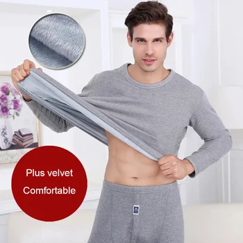 

Katesy Men's Winter Thermal Underwear Suit Comfortable High Quality Circular Collar Pure Color Cotton Leggings Long Johns sets
