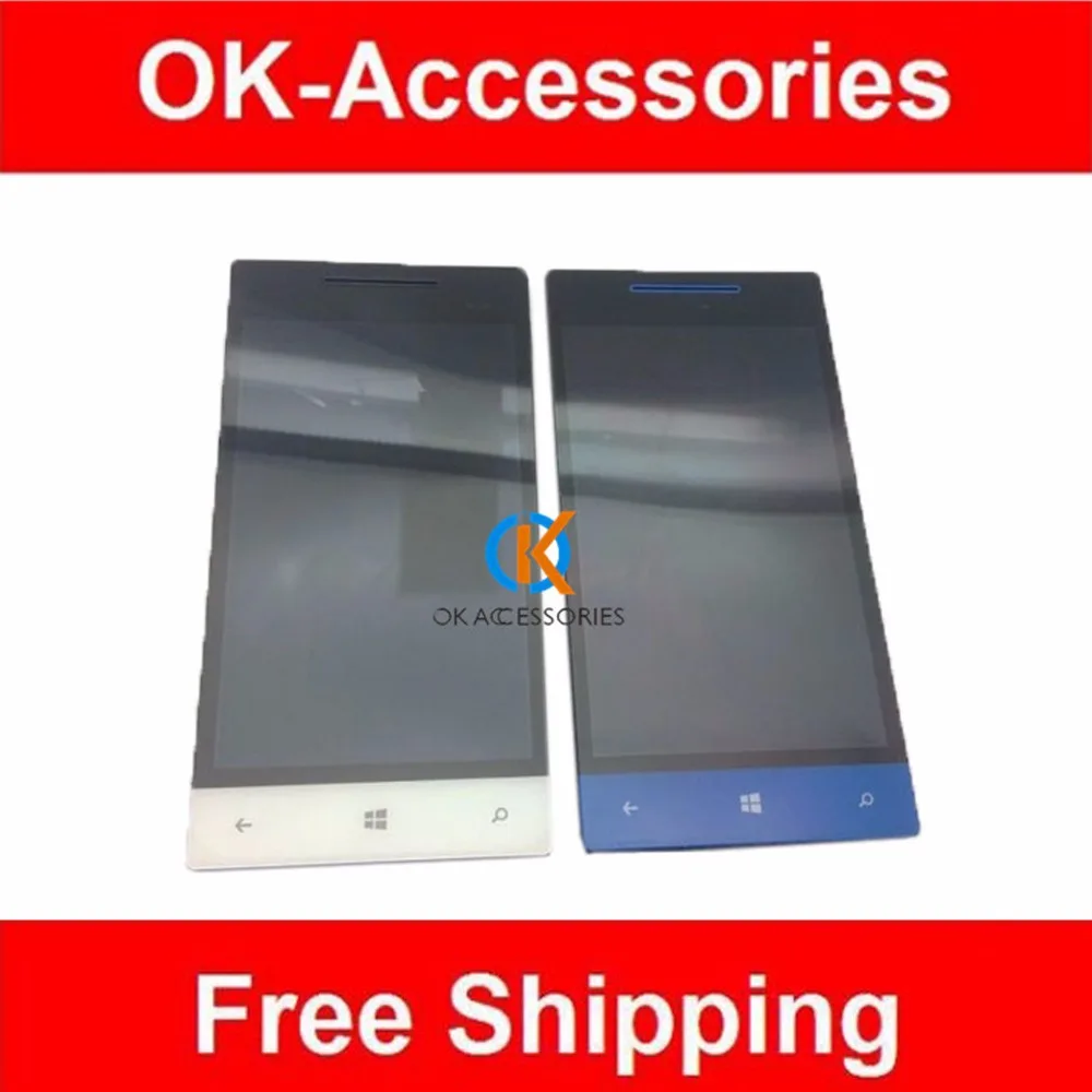 

100% High Quality For HTC 8S A620E LCD Display+Touch Screen Digitizer With Frame Tools Blue White 1PC/Lot Free Shipping