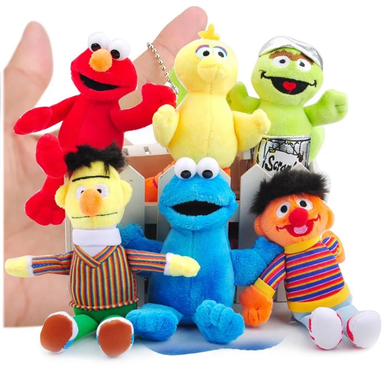 Sesame Street Elmo Plush Pendant Toys Cartoon Stuffed Peluche Dolls Gift 6pcslot 3 sets 12-15cm  (10)