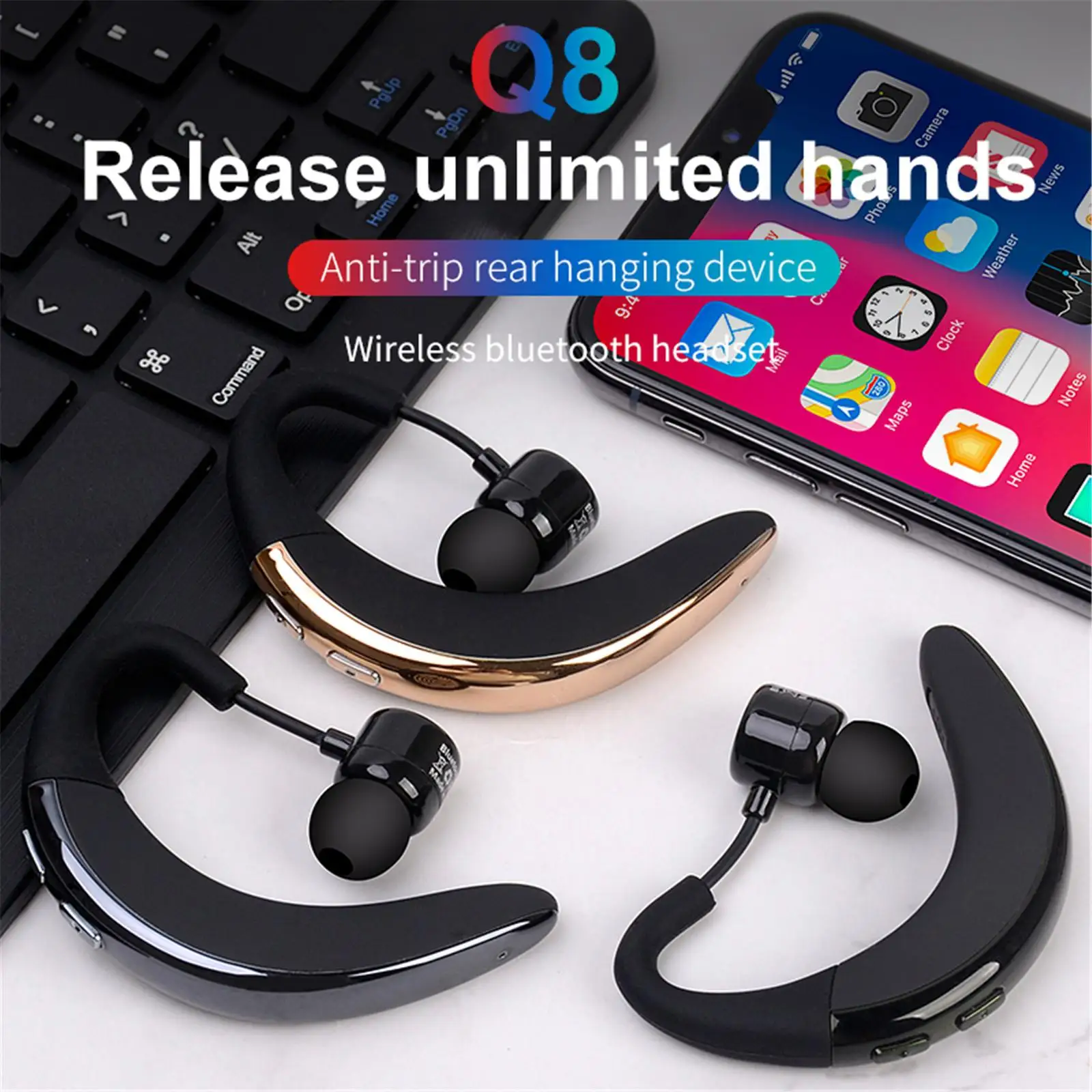 360 Adjustable Wireless Bluetooth Headphone Sport Earphone Headset Hadsfree Calling with Mic for Samsung iPhone Motorola E G LG