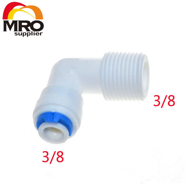 

5 pcs 3/8" OD Hose Connection 3/8" BSP Elbow Male Tpye L Quick Connector RO Water Reverse Osmosis Aquarium System ST010B