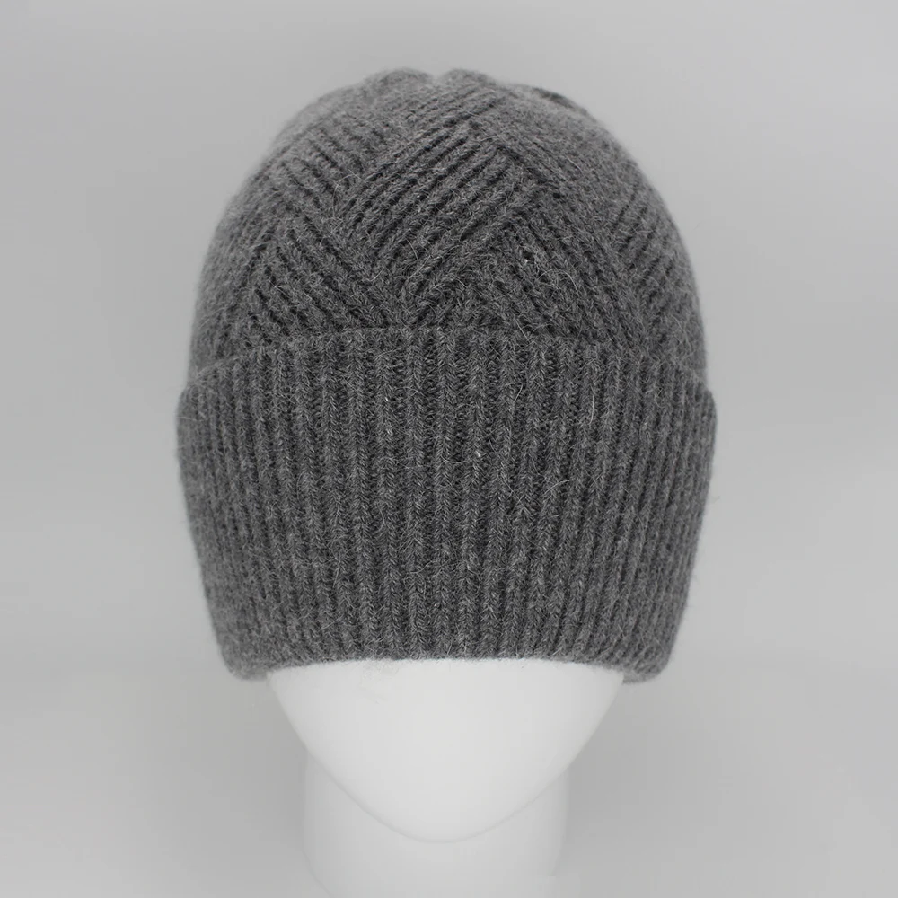 Skullies Beanies женская зимняя шапка головной убор вязаная ангорские полями теплая
