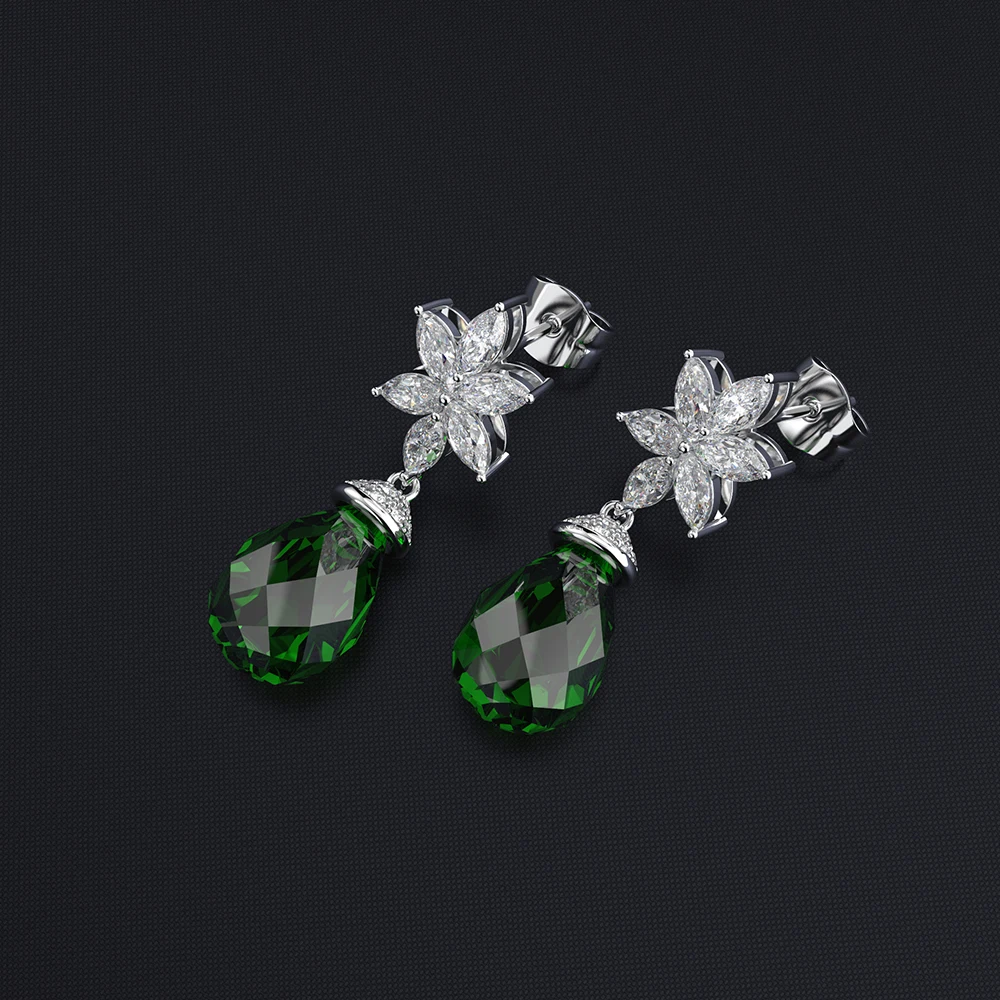 Серьги Wong Rain из стерлингового серебра 925 пробы с розовым сапфиром и изумрудом
