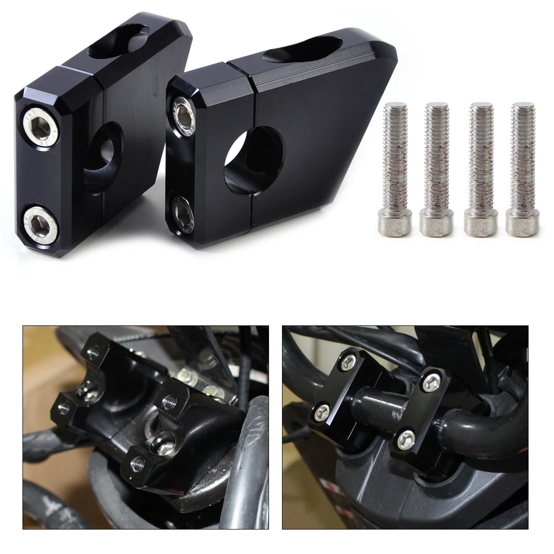 

DWCX 2pcs Black 7/8" 22mm Motorcycle CNC Aluminum Handlebar Mount Riser Clamp Taper For Harley Chopper Honda Yamaha Kawasaki