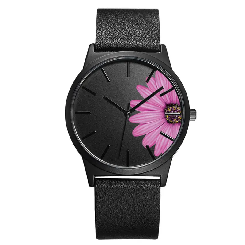 

BAOSAILI Unisex Floral Printed Watches Men Women Clock Relojes Japan Quartz Movement Genuine Leather Wrist Watch Femme Bs9028