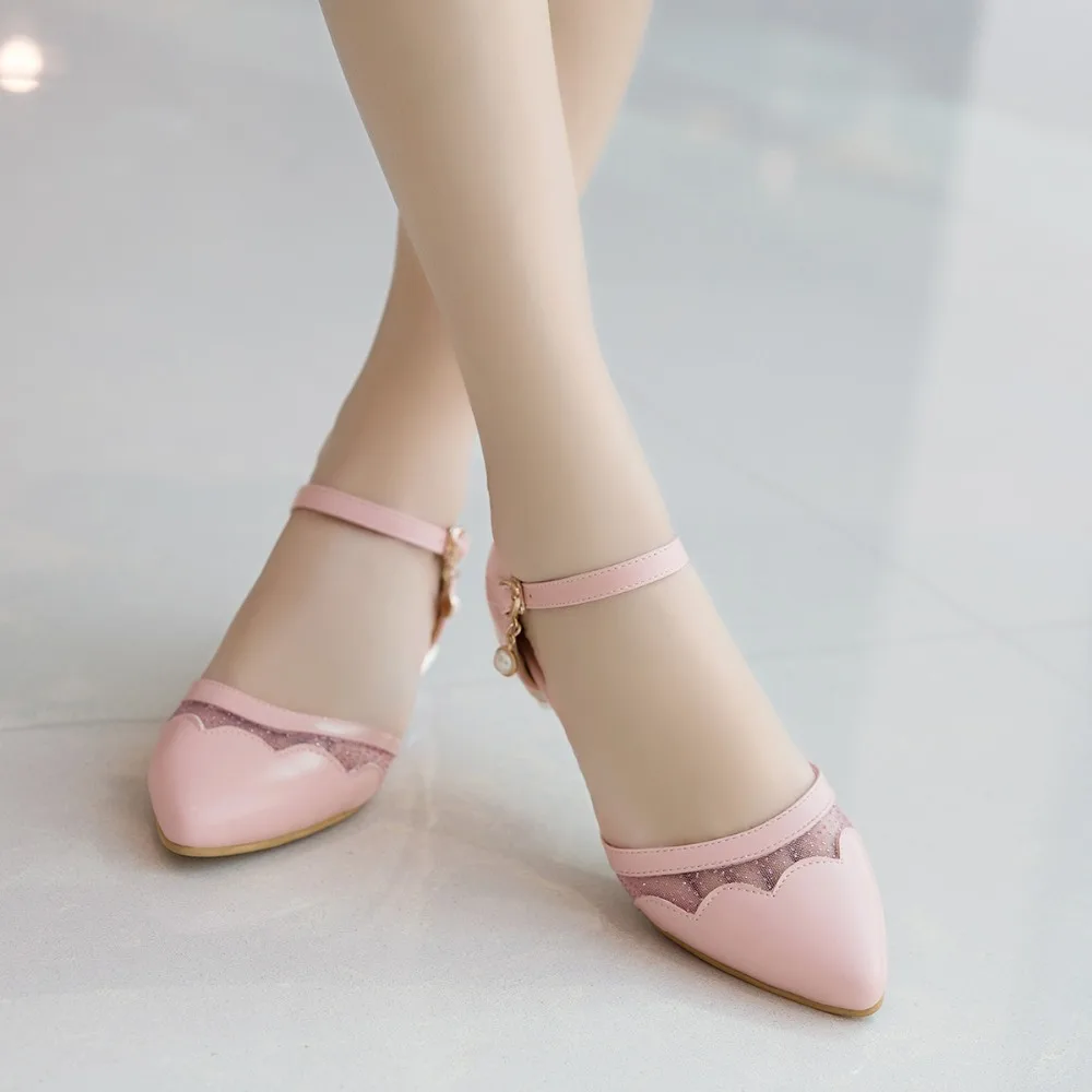 Lvabc летний Стиль Женские Дышащие босоножки Обувь на высоком каблуке 4 см; модная обувь из сетчатой ткани с квадратным носком для женщин женские туфли-лодочки; большие Размеры; большие размеры 31-46