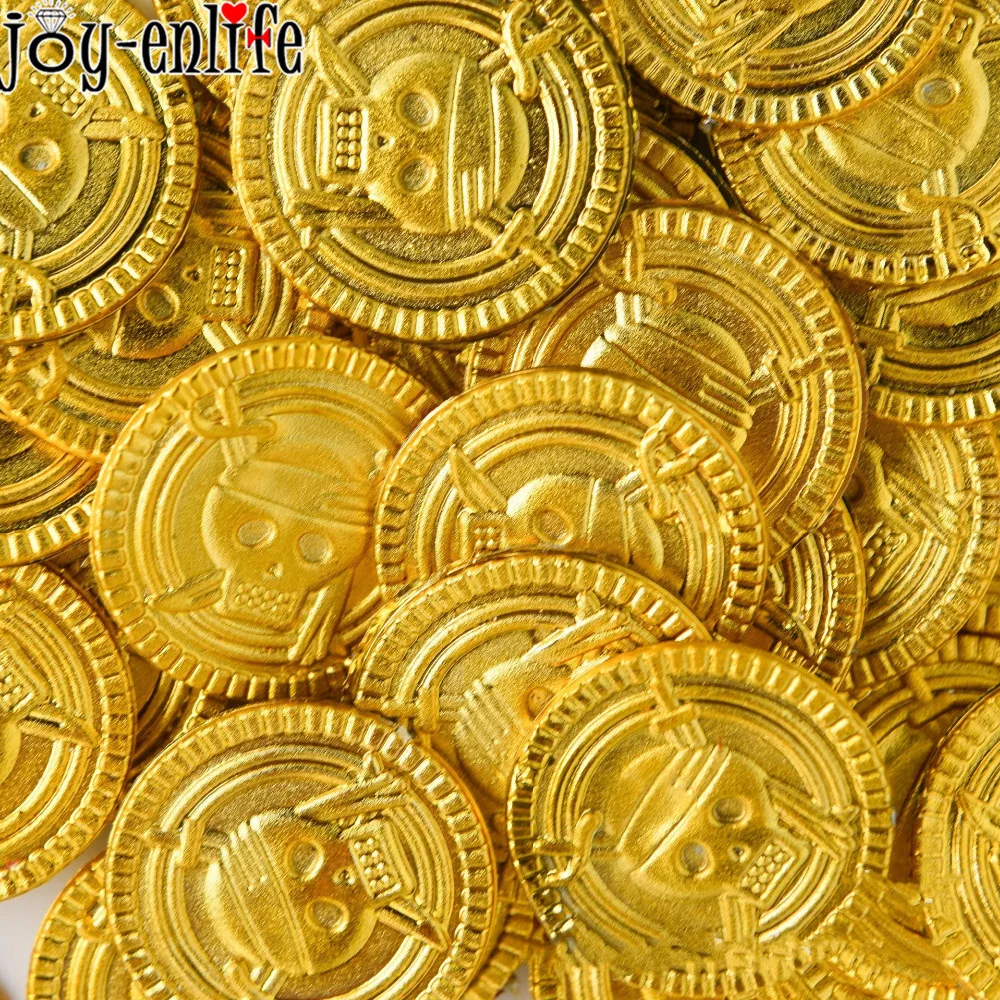 Пиратские золотые монеты вечерние украшения на Хэллоуин поддельные пластиковые игровые монеты пиратские сувениры сокровища в виде монет под морем вечерние русалки