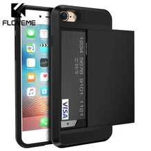 FLOVEME Luxo Armadura Case Para iPhone 6 6 s Plus Cartão De Bolso Caso de Telefone Para o iphone X 8 7 Plus 5 SE Rígido Celular Casos de Cobertura de Volta(China)
