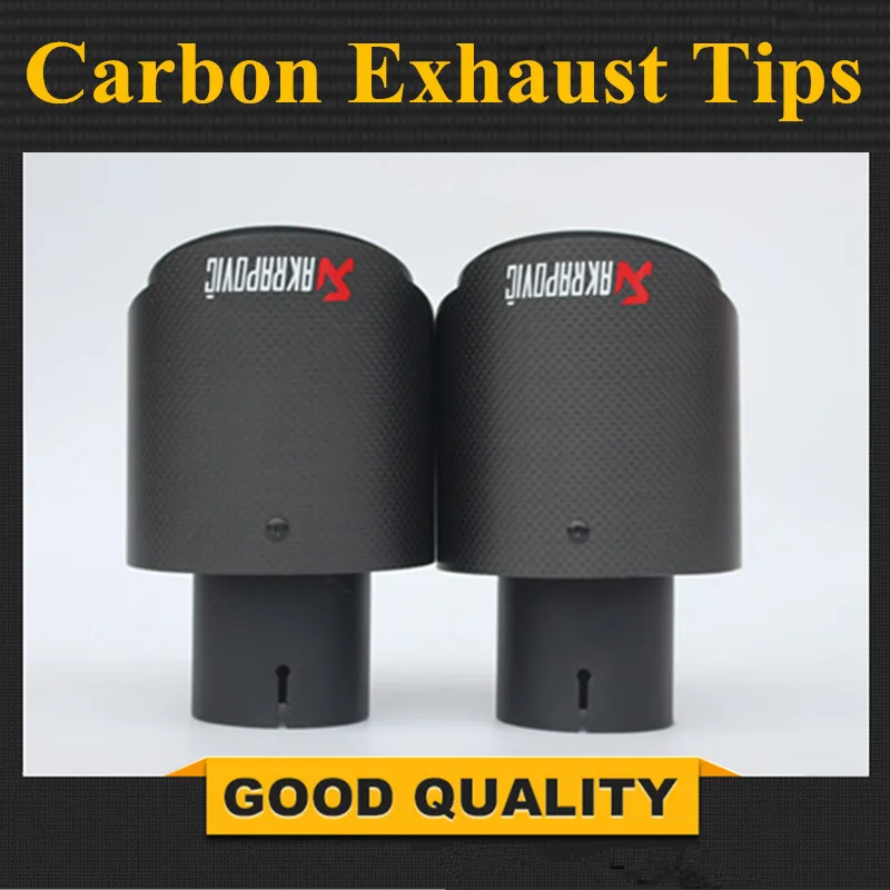 

1 Pair: Inlet 63mm Outlet 101mm Akrapovic Carbon Fiber Exhaust Tips Muffler Black Stainless Steel Car Exhaust Muffler Pipe
