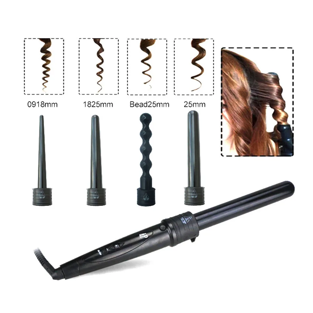 New 4 Part Hair Curling Iron Machine 4P Ceramic Hair Curler Set 4 Sizes 09 32mm Curling Wand