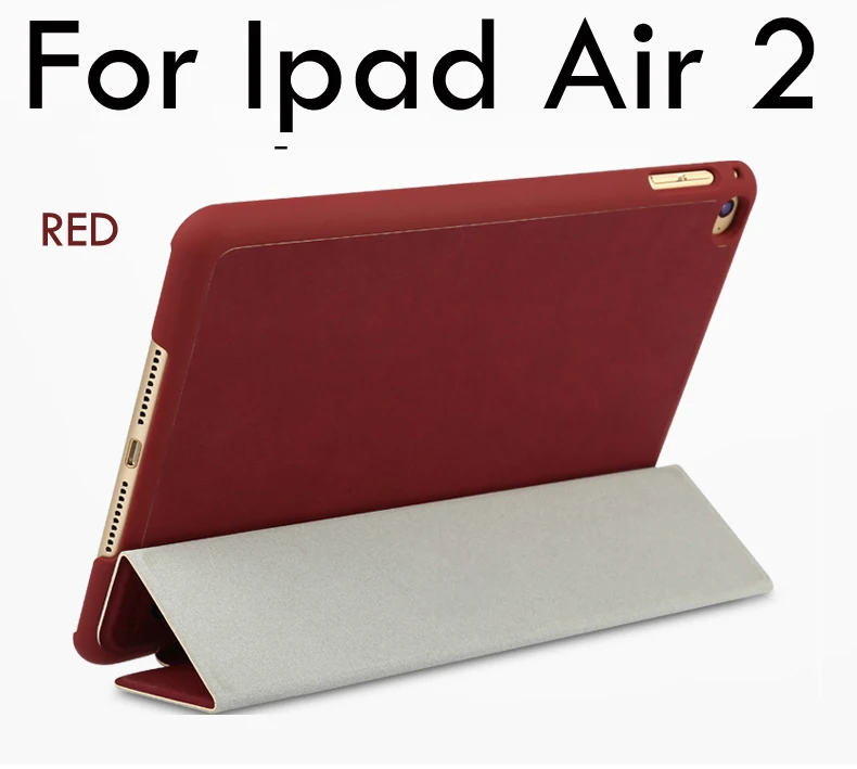 Чехол для iPad Air 2 Air 1 магнитный матовый кожаный умный чехол для iPad Air Чехол подставка флип Пробуждение/сон для iPad A1566 A1567 A1474 - Color: Red for Air 2