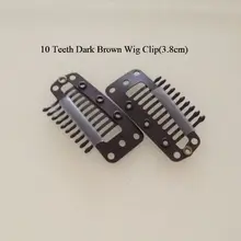 10 шт. темно-коричневый цвет Корея импортируется из высококачественной нержавеющей стали парик клип прямые зубы 3,8 см длина