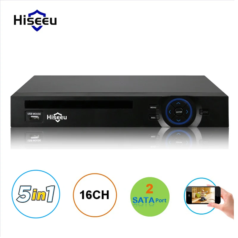

16CH AHD DVR 1080N CCTV Recorder Camera Network Onvif 16 Channel IP NVR 1080P Audio Input Multi-language Alarm 2HDD Hiseeu