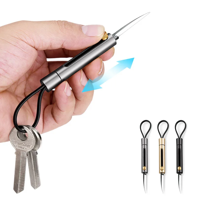 

High Quality EDC Aviation Aluminum Keychain with Cutter Knife Car Self-defense Multifunctional Men's Key Chain Dropshipping