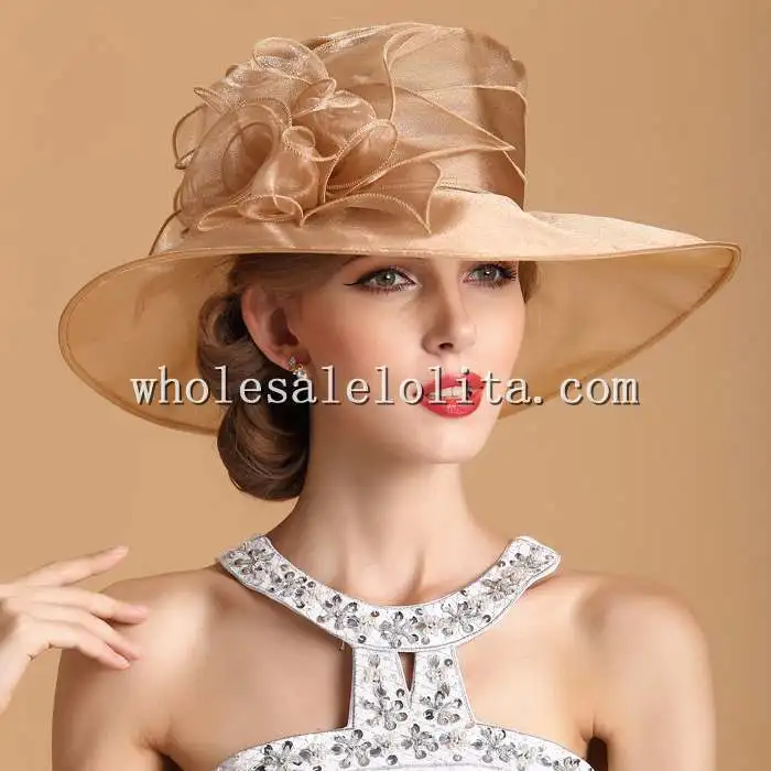Elegant Ladies Big Brim Flower British Kentucky Derby Hatderby hat