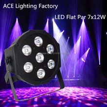 Бесплатный и Быстрый доставка горячей новый плоским led par 7×12 Вт rgbw quad этапа мыть свет