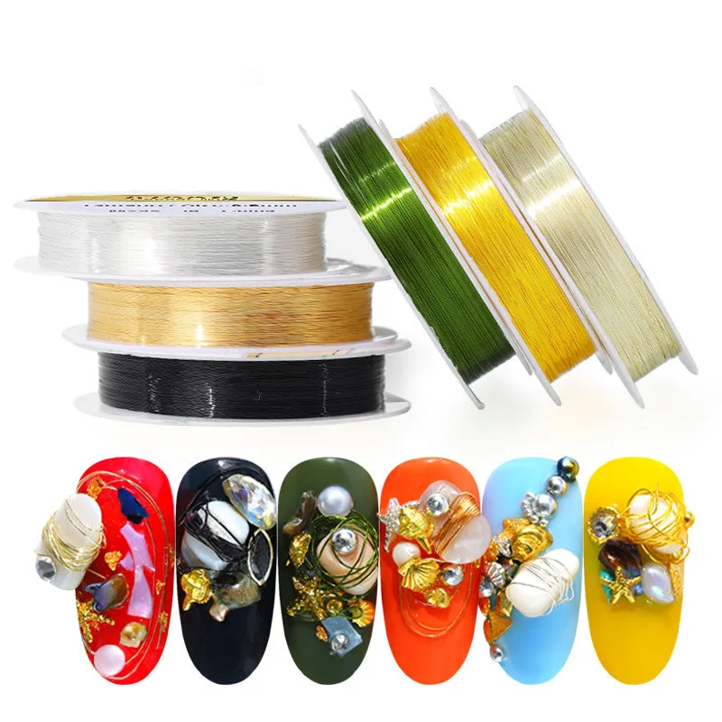 

1roll Handmade Supplies 0.2mm*22mgold Silver Long Manicure DIY Design Charm 3D Tips Tools Nail Copper Wire Decoration 6 Color