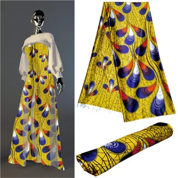 

Chiffon fabric african shirt printed silk chiffon fabric high quality african jacquard brocade fabric for women 5yards/lot LB-70