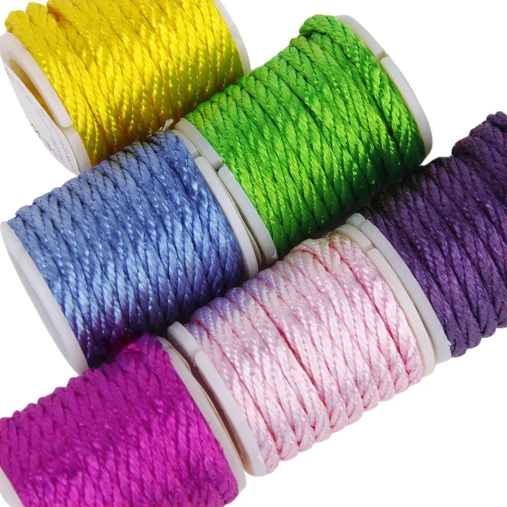 Hot 10 Rolls Mixed Colored Nylon Cord Beading Thread String 3 mm DIY
