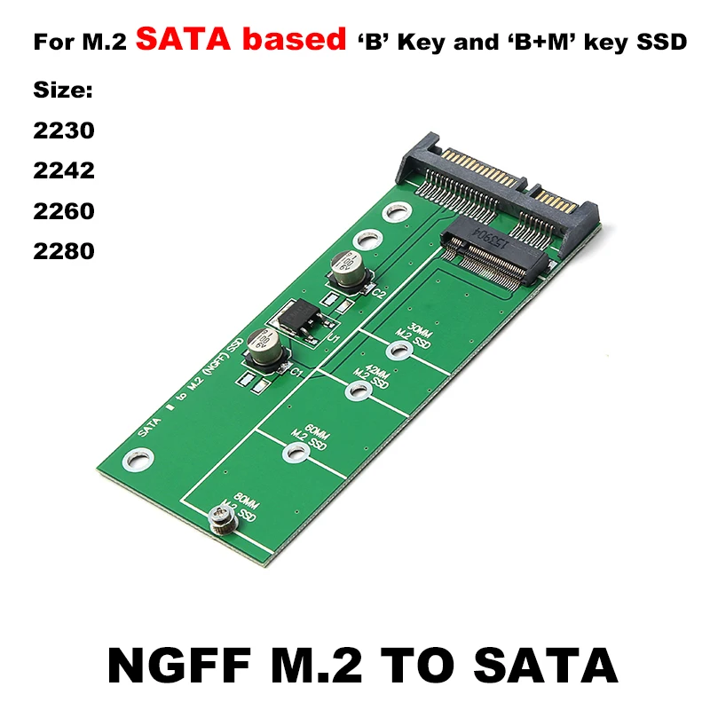 NGFF ( M2 ) B Key & B+M Key SATA Based SSD to 2.5" SATA Adapter M.2 NGFF SSD to SATAIII 6Gbps Convert Card For 30/42/60/80mm