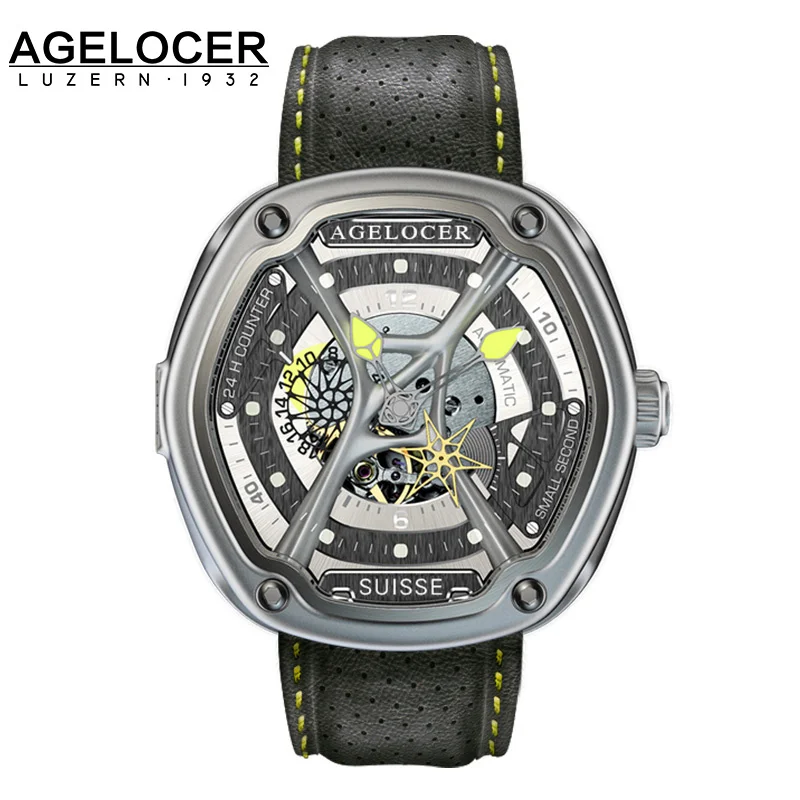 Swiss AGELOCER men brand 316L steel men s mechanical watch Avator Noob Factory W