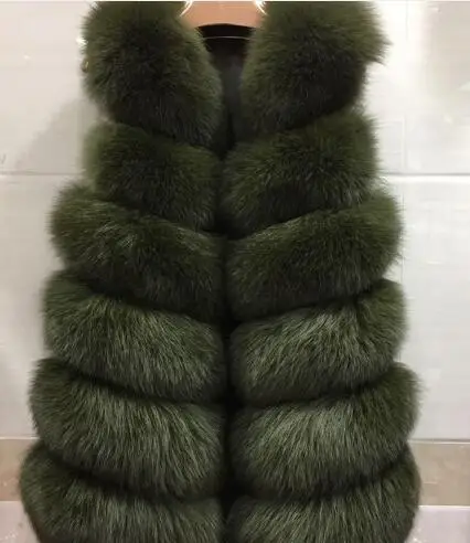 Зимнее пальто из искусственного меха, женское модное пальто из искусственного меха, Длинный жилет без рукавов, Женская Повседневная приталенная Роскошная Толстая теплая меховая куртка z0369 - Цвет: army green