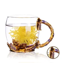 Новая европейская Бытовая эмаль Caishui Цветочные чашки прозрачная стеклянная чашка кофе Подарочная кружка креативные деловые подарки посуда для напитков