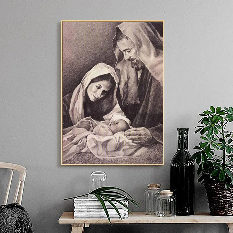 Алмазная живопись 5D «сделай сам» святой Иисус религиозных Семья полный круглый бриллиант вышивка картины из мозаики крестиком узоры