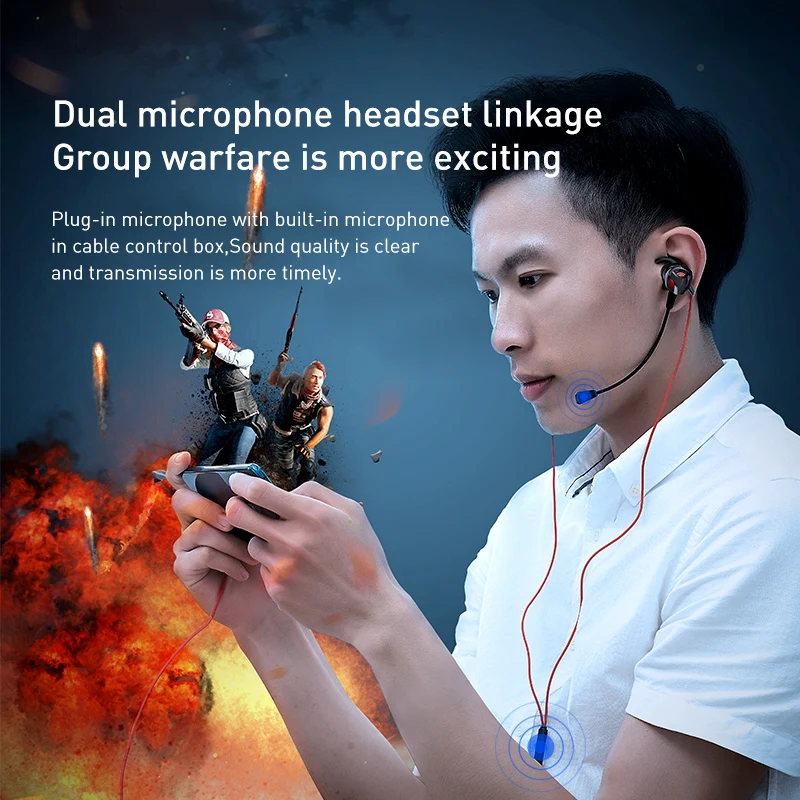 Baseus Gaming Earphone For Pubg Controller GAMO-15 3D Stereo earphones For Mobile pubg Gamer with D