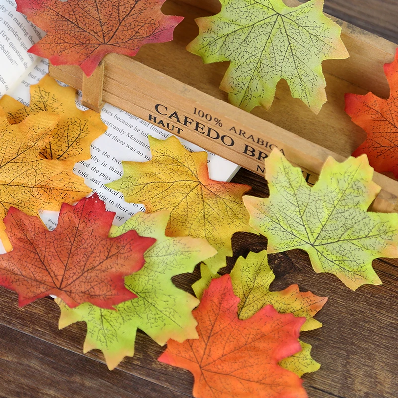 7cm Artificial Silk Maple Leaves for Photography Props Craft Fake Vivid Leaf for Photos