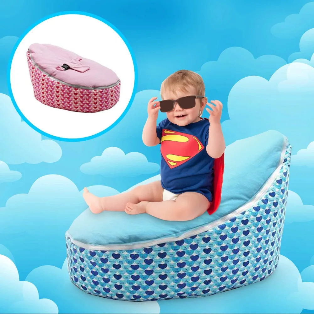 

Portable Bean Bag Cover Feeding Chair Baby Pouf with Adjustable Belt Harness Safety Protection Soft Kids Sleeping Toddler Chair