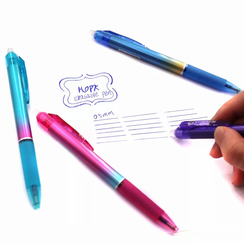 24 шт./компл. милые стираемая ручка моющиеся ручка 0,5 мм синий/черный Пресс гелевая ручка для девочек и мальчиков школьные канцелярские принадлежности