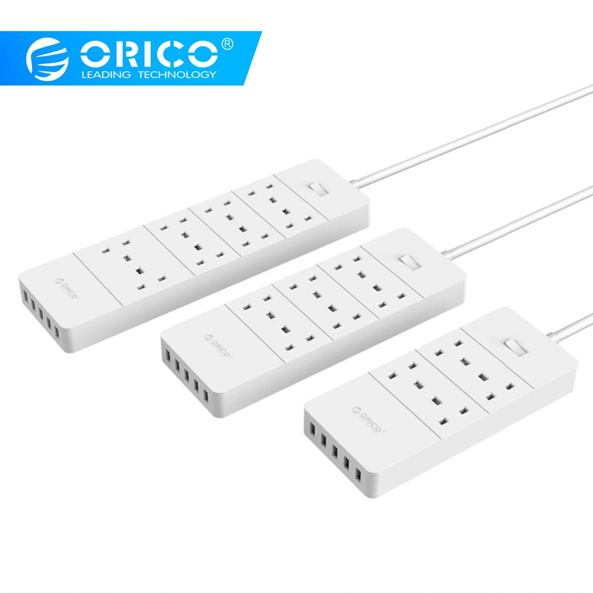 ORICO USB силовая лента штепсельная вилка Великобритании 4 6 8 розетка переменного тока розетка 5 USB порт Защита от перенапряжения удлинитель адаптер 1,5 м кабель питания