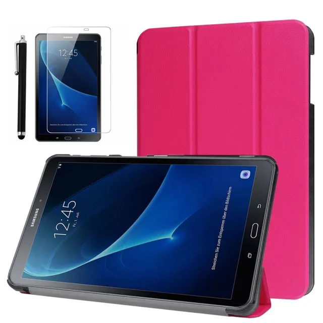 CucKooDo ультра тонкий легкий Чехол-подставка для samsung Galaxy Tab A 10,1 дюймов SM-T580/SM-T585 планшет+ стилус+ пленка для экрана - Цвет: RoseRed