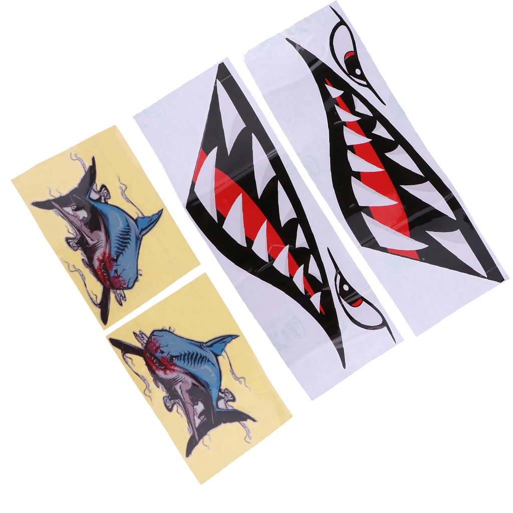 2 Pairs Shark Stickers Reflective Decals for Kayak Fishing Boat Car Truck Window Wall Yacht Kayak Boat Canoe Houseboat Sticker