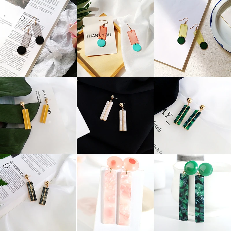 

Japanese And Korean Fashion Acetate Metal Earrings Personality Temperament Water Drops Charm Earrings Female Trendy Cute Jewelry